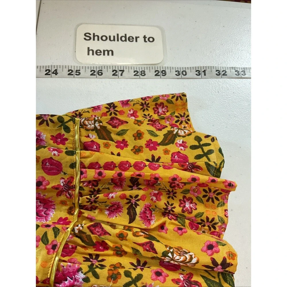 NEW Olivaceous‎ Ready For The Day Yellow Floral Flowy Long Sleeve Dress MD